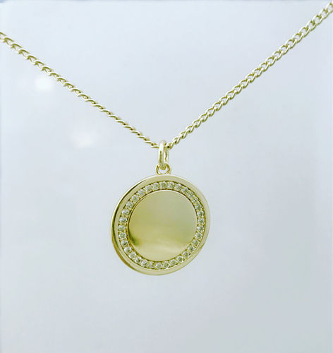 Gold Plated Diamante Circle Pendant