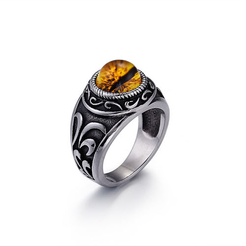 Ring with Amber Color Glass